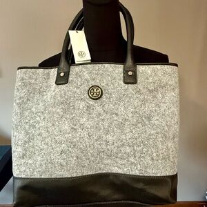 Tory Burch Gray and Black Tote